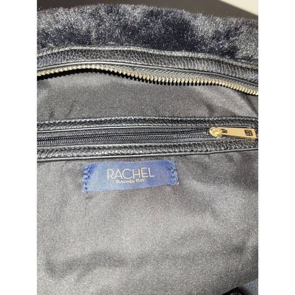 Rachel Roy Black Faux Fur Bag and Earmuffs with Removable Card Case and Strap - Picture 12 of 13